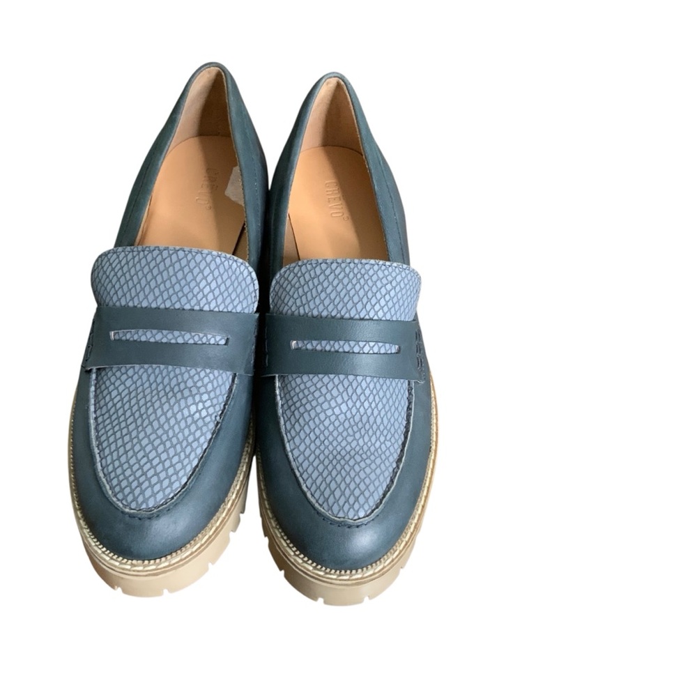 Crevo Blue and Tan Loafers for Women - Picture 7 of 9